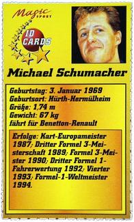1995 Magic Sport ID Cards (German) #54 Michael Schumacher Back