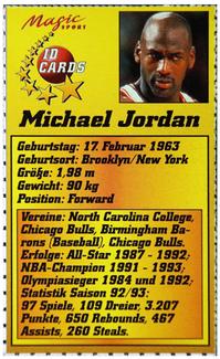 1995 Magic Sport ID Cards (German) #58 Michael Jordan Back