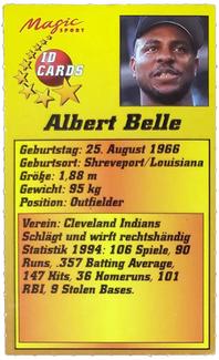 1995 Magic Sport ID Cards (German) #73 Albert Belle Back