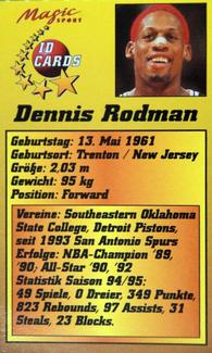 1995 Magic Sport ID Cards (German) #89 Dennis Rodman Back