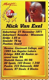1995 Magic Sport ID Cards (German) #91 Nick Van Exel Back