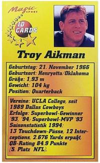 1995 Magic Sport ID Cards (German) #93 Troy Aikman Back