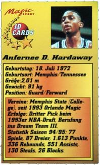 1995 Magic Sport ID Cards (German) #101 Anfernee Deon Hardaway Back