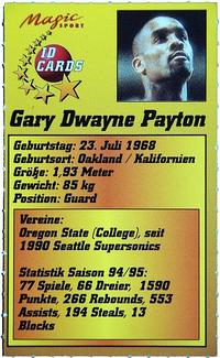 1995 Magic Sport ID Cards (German) #114 Gary Dwayne Payton Back
