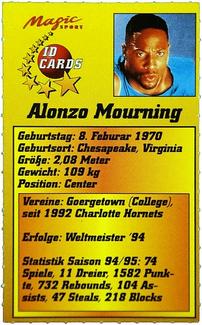 1995 Magic Sport ID Cards (German) #117 Alonzo Mourning Back