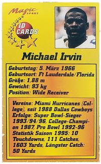 1995 Magic Sport ID Cards (German) #163 Michael Irvin Back