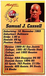 1995 Magic Sport ID Cards (German) #165 Samuel James Cassell Back