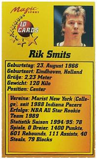 1995 Magic Sport ID Cards (German) #175 Rik Smits Back
