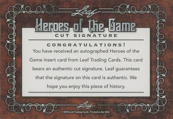 2018 Leaf Heroes of the Game Cut Signature Cards #NNO Gary Carter Back