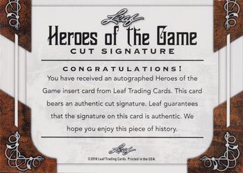 2018 Leaf Heroes of the Game Cut Signature Cards #NNO Lou Boudreau Back