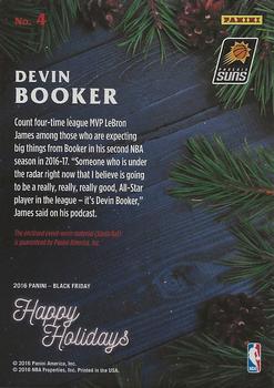2016 Panini Black Friday - Happy Holidays #4 Devin Booker Back
