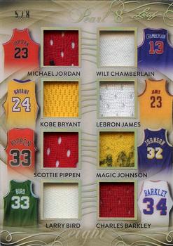 2017 Leaf Pearl - Pearl 8 Relics #P8-03 Michael Jordan / Wilt Chamberlain / Kobe Bryant / LeBron James / Scottie Pippen / Magic Johnson / Larry Bird / Charles Barkley Front