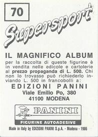 1986 Panini Supersport Stickers #70 Gary Lineker Back