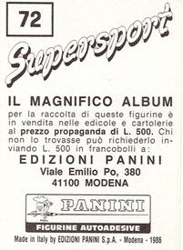 1986 Panini Supersport Stickers #72 Lothar Matthäus Back