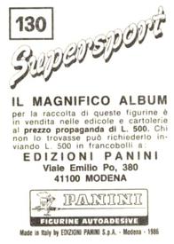 1986 Panini Supersport Stickers #130 Larry Bird Back