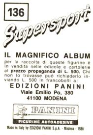 1986 Panini Supersport Stickers #136 Arvidas Sabonis Back