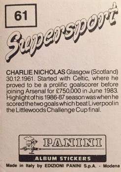 1987-88 Panini Supersport Stickers #61 Charlie Nicholas Back