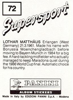 1987-88 Panini Supersport Stickers #72 Lothar Matthaus Back