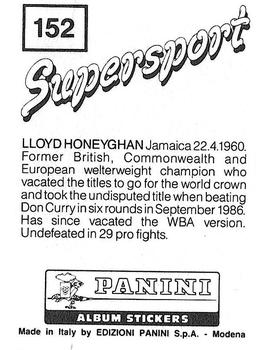 1987-88 Panini Supersport Stickers #152 Lloyd Honeyghan Back