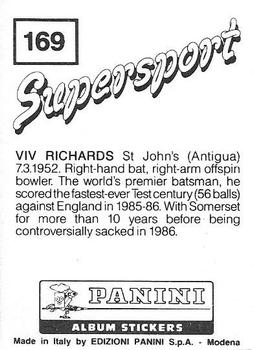 1987-88 Panini Supersport Stickers #169 Viv Richards Back