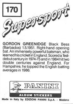 1987-88 Panini Supersport Stickers #170 Gordon Greenidge Back