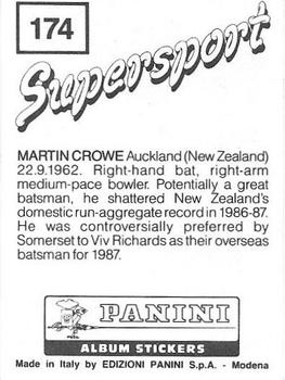 1987-88 Panini Supersport Stickers #174 Martin Crowe Back