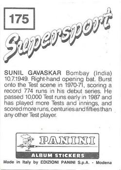 1987-88 Panini Supersport Stickers #175 Sunil Gavaskar Back