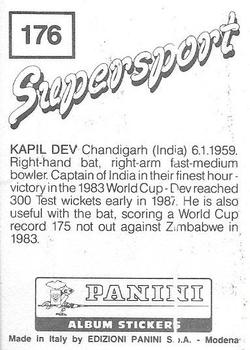 1987-88 Panini Supersport Stickers #176 Kapil Dev Back