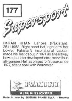 1987-88 Panini Supersport Stickers #177 Imran Khan Back