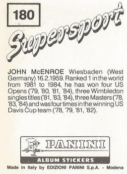 1987-88 Panini Supersport Stickers #180 John McEnroe Back