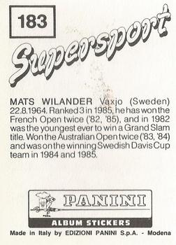 1987-88 Panini Supersport Stickers #183 Mats Wilander Back
