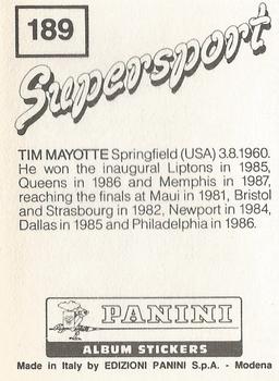 1987-88 Panini Supersport Stickers #189 Tim Mayotte Back