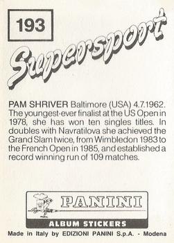 1987-88 Panini Supersport Stickers #193 Pam Shriver Back