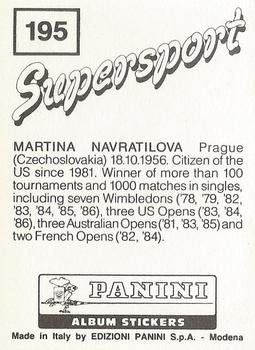 1987-88 Panini Supersport Stickers #195 Martina Navratilova Back