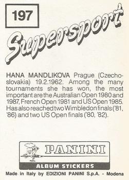 1987-88 Panini Supersport Stickers #197 Hana Mandlikova Back