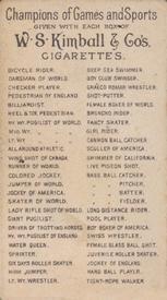 1887 W.S. Kimball Champions of Games and Sport (N184) #NNO Joseph Morsler Back