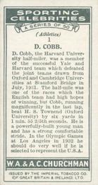 1931 Churchman's Sporting Celebrities #1 David Cobb Back