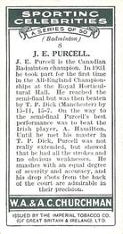 1931 Churchman's Sporting Celebrities #8 Jack Purcell Back