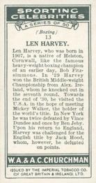 1931 Churchman's Sporting Celebrities #13 Len Harvey Back