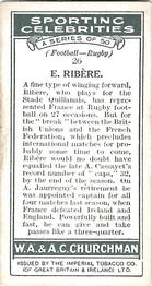 1931 Churchman's Sporting Celebrities #26 Eugene Ribere Back