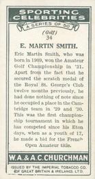 1931 Churchman's Sporting Celebrities #34 E. Martin Smith Back