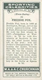 1931 Churchman's Sporting Celebrities #39 Freddie Fox Back