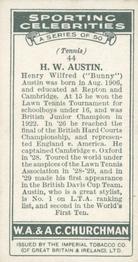 1931 Churchman's Sporting Celebrities #44 Bunny Austin Back