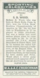 1931 Churchman's Sporting Celebrities #50 Sidney Wood Back