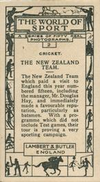 1927 Lambert & Butler The World of Sport #2 The New Zealand Team Back