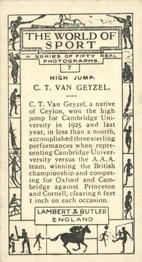 1927 Lambert & Butler The World of Sport #7 C. T. Van Geyzel Back