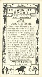 1927 Lambert & Butler The World of Sport #11 Com. R. E. Byrd Back