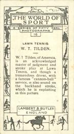 1927 Lambert & Butler The World of Sport #16 W. T. Tilden Back