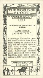 1927 Lambert & Butler The World of Sport #30 Cambridge University B.C. Back