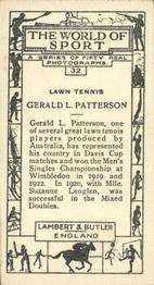 1927 Lambert & Butler The World of Sport #32 Gerald L. Patterson Back